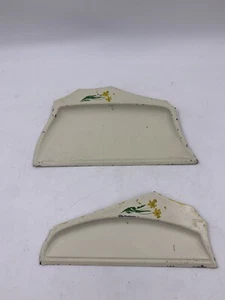 Vintage Metal Hand Painted Crumb Catcher Dust Pan Table Butler Sweeper Tray 2pc - Picture 1 of 12