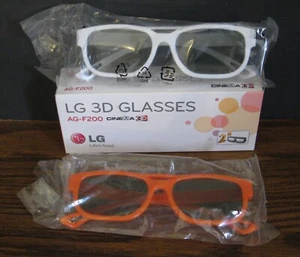 LG AG-F200 Cinema 3D Glasses 2 Pack Bundle / Orange and White - Picture 1 of 4