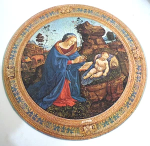 "The Adoration of The Child" Springbok Circular Jigsaw Puzzle w/Box VTG '66 - Picture 1 of 11