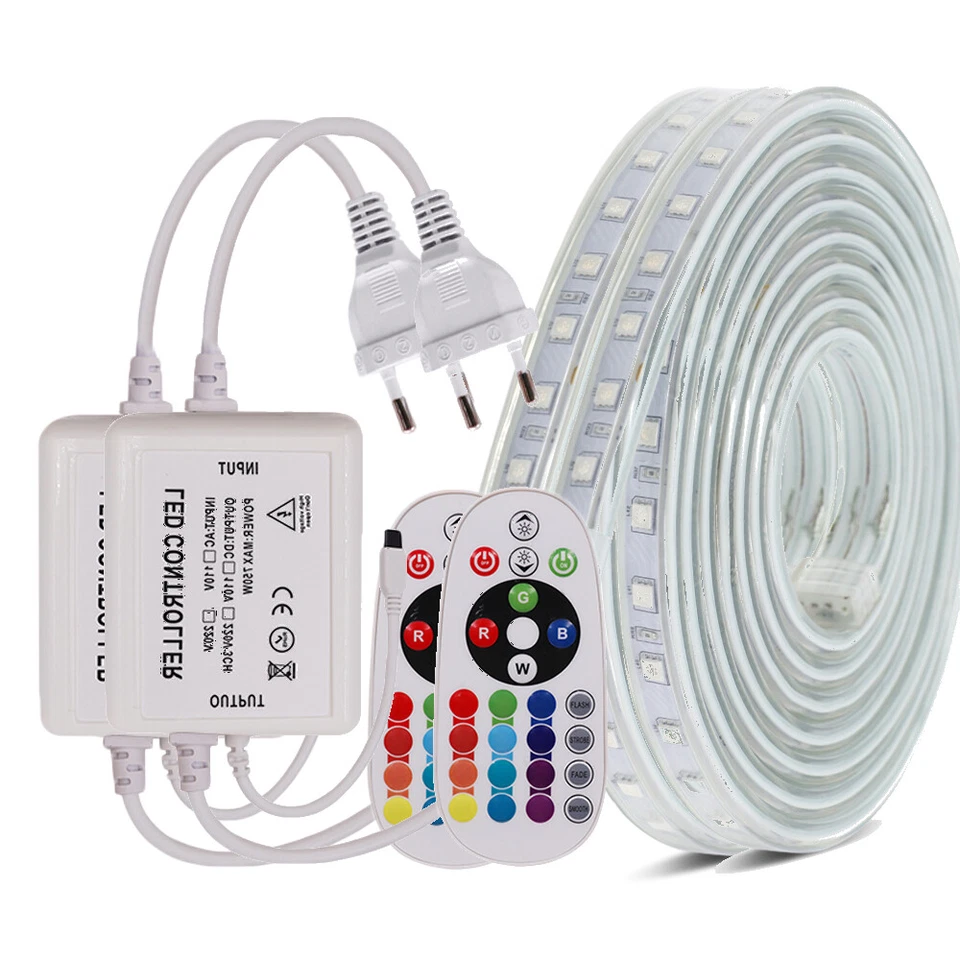 STRISCIA STRIP LED BOBINA SMD 5050 RGB SPINA 220V BIANCA TUBO ESTERNO 1 A 25 M - Immagine 1 di 4