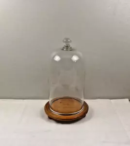 Antique Large Hand Blown Thick Glass Cloche Dome w/Wood base 17" w/out Base - Picture 1 of 16