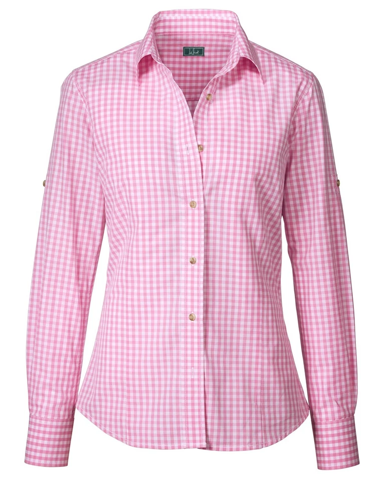 Luis Steindl Vichykaro-Bluse Trachtenmode Hemdblusenkragen Rundhals Langarm - Bild 1 von 1