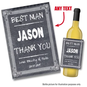 PERSONALISED THANK YOU BEST MAN USHER WINE PROSECCO GIN bottle Label sticker 126 - Picture 1 of 7
