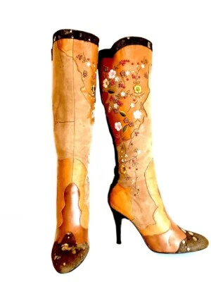  Botas Sam Edelman Edición Limitada Para Mujer Bordadas/Encaje Cuero EE. UU. 8.5  Foto 1 de 4