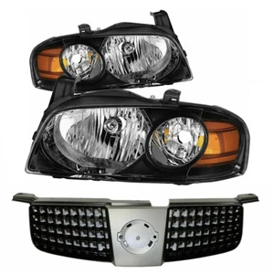 For 2004-2006 Nissan Sentra HeadLights HeadLamps Black/Clear FREE BLACK GRILL - Picture 1 of 3