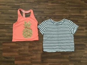 Lot of 2 pcs Girls: Cat & Jacket Tank Top Sz M 7/8 & H&M T-Shirt Sz 8-10Y - Picture 1 of 6