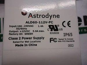 ALD60-112V-FC Astrodyne Class 2 Power Supply Brand New! - Picture 1 of 3