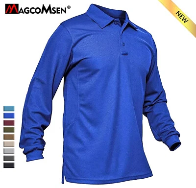 Camisa polo informal para hombre manga larga al aire libre senderismo secado rápido golf deporte equipo trabajo Foto 1 de 4