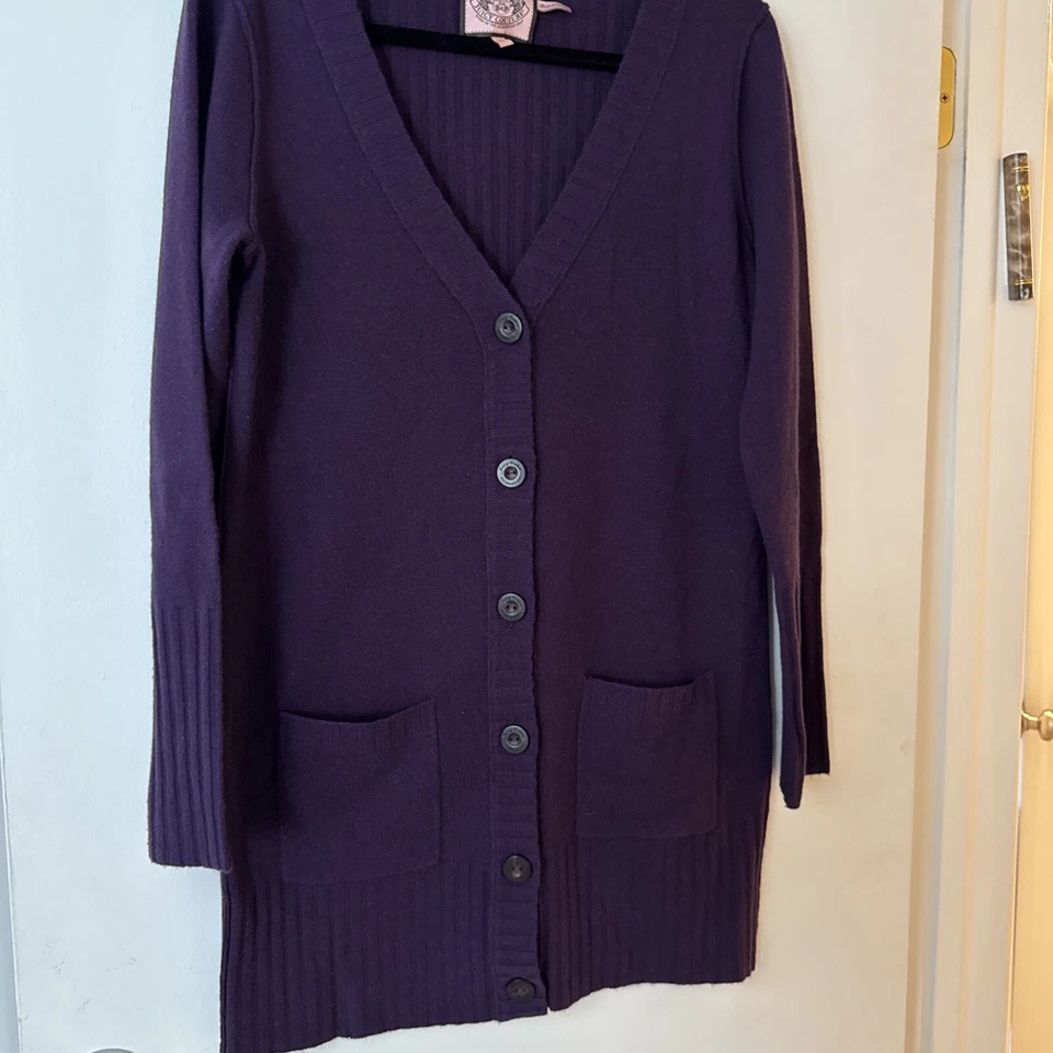 Juicy Couture Plum Cardigan Sweater Wool Cashmere Women's XL - Image 1 of 4