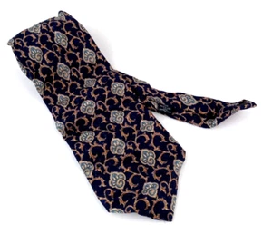 Vintage Coach Designer Men's Tie Dark Blue Geometric Made in Italy 100% Silk - Picture 1 of 8