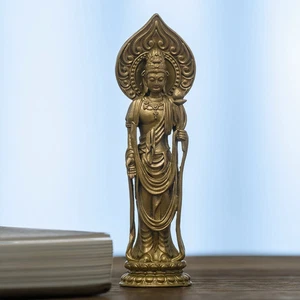 Statua Bodhisattva Seikanzeon in ottone Guanyin esoterico per devozione pacifica - Foto 1 di 6