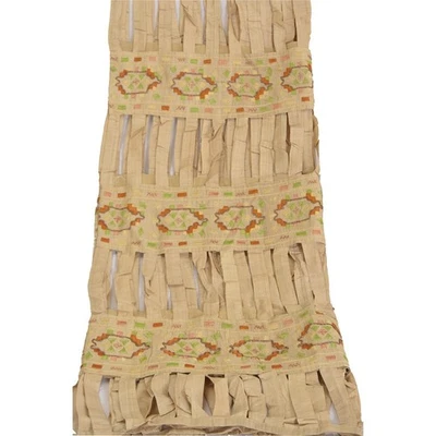 Stola da lavoro Sanscriti vintage panna indiana Dupatta con perline a mano... - Immagine 1 di 4