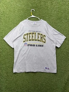 Vintage Pittsburgh Steelers Shirt Mens 2XL Russell Athletic Gray NFL Pro Line - Picture 1 of 8