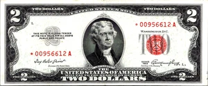 1953  $2 Red Seal STAR NOTE (Low Seria#*00956612A) Legal Tender CVF-Fr. 1509* - Picture 1 of 3
