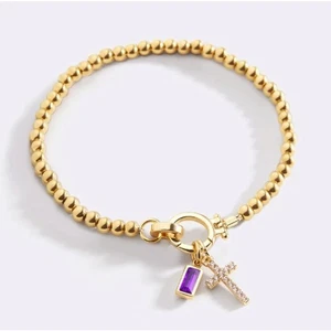 RETAIL $80 Mint & Lilly Cross Charm Birthstone Bracelet*Amethyst February - Picture 1 of 2