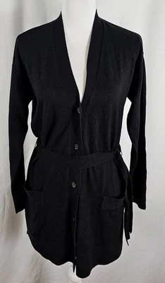 New Gap Womens Button Cardigan Black Belt Nylon Merino Wool Acrylic Small - Image 1 of 4