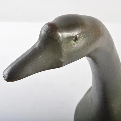 Duck Bird Bronze Statue 14.1 inch tall Japanese Metalwork Figurine by Shuho - Image 1 of 4