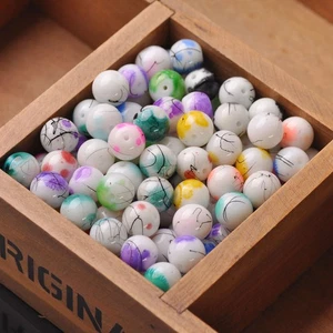 50 cuentas sueltas de vidrio opaco con patrones de manchas de garabateo redondas de 10 mm 12 mm hágalo usted mismo joyería - Imagen 1 de 20