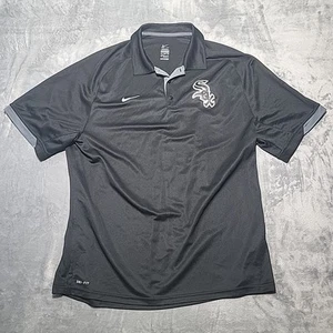 Nike Polo Shirt Men's Extra Large White Sox MLB Dri-Fit Black Short Sleeve - Picture 1 of 13