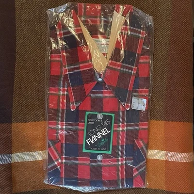 Camisa a Cuadros Vintage XL 17-17.5 Años 70 Stock Muerto Sin Abrir Donlin Franela Tartán Foto 1 de 4