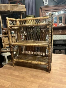 Vintage BoHo Chic Rattan Geflecht Klappregal - Bild 1 von 6