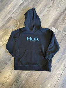 Huk Hoodie Youth Small Black with Blue Fishing Pullover - Picture 1 of 4