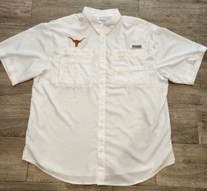 Columbia PFG Omni-Shade Shirt Men's XL Bright White w/Texas Longhorns Logo - Picture 1 of 6