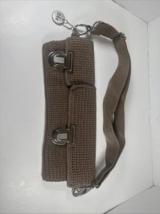 Festival! The Sak Beige Crochet Belt Bum Bag Sling Crossbody Waist Bag Silver HW - Picture 1 of 7