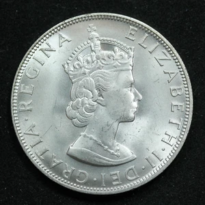 1964 Bermuda 1 One Crown Silver Coin - KM# 14 - Picture 1 of 2