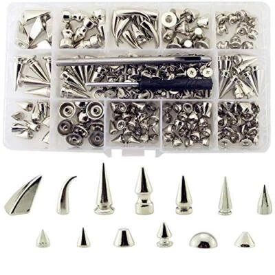 Assorted Styles 140 Sets Screw Back Studs and Spikes Kit with Tools Silver Le... - Image 1 of 4