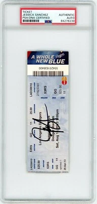 JESSICA SANCHEZ SIGNED Ticket Stub NATIONAL ANTHEM 8/10/13 Rays Dodgers PSA Slab - Image 1 of 2