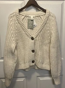 H&M Damen Frauen weiß Zopfmuster Cardigan Pullover Gr. S Small Neu mit Etikett Knöpfe - Bild 1 von 4