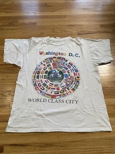Vintage 1990s Washington DC T-Shirt World Class City Country Flags Single Stitch - Picture 1 of 6