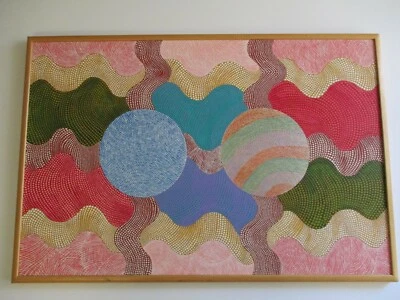 OMANANDA PAINTING POINTILLISM DMT POP OP SPIRITUAL ABSTRACT MODERNISM LARGE RARE - Image 1 of 4