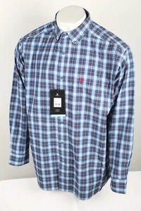 Ariat Pro Men's Classic Fit Parrin Button Long Sleeve Shirt Blue Plaid 10047165 - Picture 1 of 5