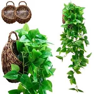 2-Pack Fake Hanging Plants Artificial Decor with Baskets - Fake Ivy Vines Pot... - Picture 1 of 7