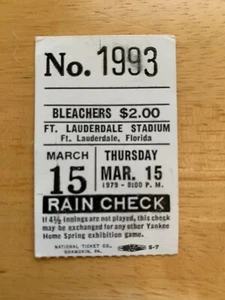 YANKEES MINOR LEAGUE TICKET STUB FT. LAUDERDALE MARCH 15, 1979 - Picture 1 of 3