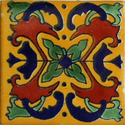 4.2 x 4.2 9 pcs Butterfly Mexican Clay Tile Handmade Talavera Backsplash Mosaic - Image 1 of 3