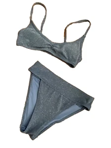 Aeropostale crnfloer blue sparkle shimmer bikini never worn XS bottom and S top - Picture 1 of 6