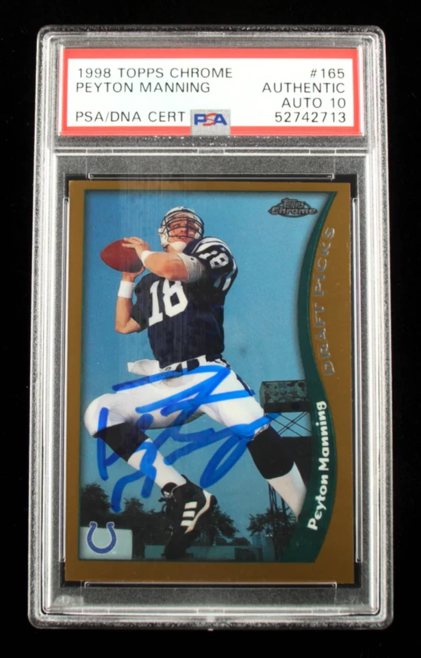 Peyton Manning Signed 1998 Topps Chrome #165 (PSA & Fanatics) Autograph Graded P - Image 1 of 2