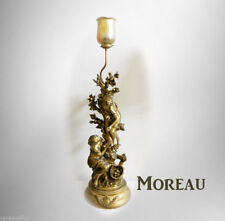 Moreau TALL gilt lamp with children and apple tree signed 