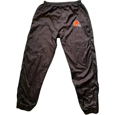 VTG NFL Game Day Cleveland Browns Nylon Track Pants Lined Mens Large Brown Cover
