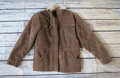 KC Collections Womens Leather Suede Barn Coat Size L - Image 1 of 4