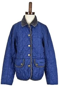 BARBOUR Vintage Quilt Blue Jacket size M Girls 8/9 Snap Quilted Polyamide - Picture 1 of 9