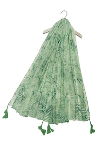 Palmenblatt Print Damen Quaste Schal Sommer Urlaub Strand Halstuch Schal 7969 - Bild 1 von 2