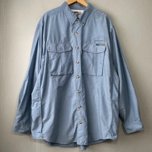 ExOfficio Mens Size XL Button Up Blue Vented Nylon Hiking Shirt Gorpcore Fishing - Picture 1 of 10