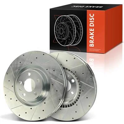 2x Front Drilled Brake Rotor for Audi A6 A6 Quattro A7 A7 Quattro A8 Quattro S7 - Image 1 of 4