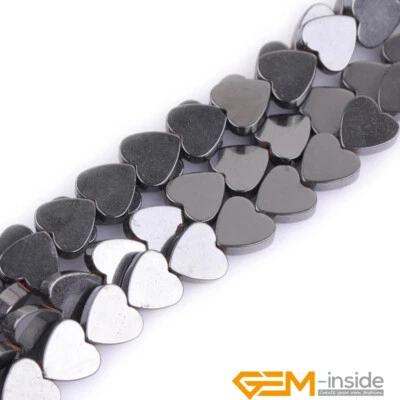 Cuentas sueltas con forma de corazón de piedras preciosas magnéticas negras para hacer joyas de 15" Foto 1 de 4