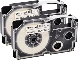 Confezione 2 Nastro Etichetta XR-9WE Nero su Bianco per Casio KL-60 100 7000 8200 8800 3/8" - Foto 1 di 17
