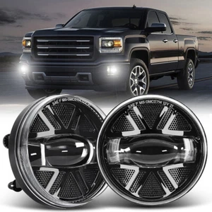 2x Round LED Fog Lights Bumper For 2007-13 GMC Sierra 1500 / 2007-14 2500HD 3500 - Picture 1 of 11